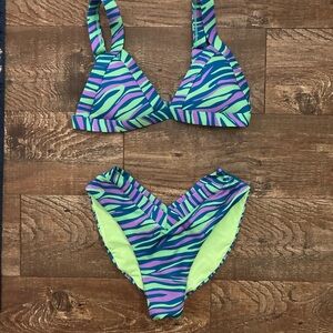 Vibrant Zebra Print Bikini Set